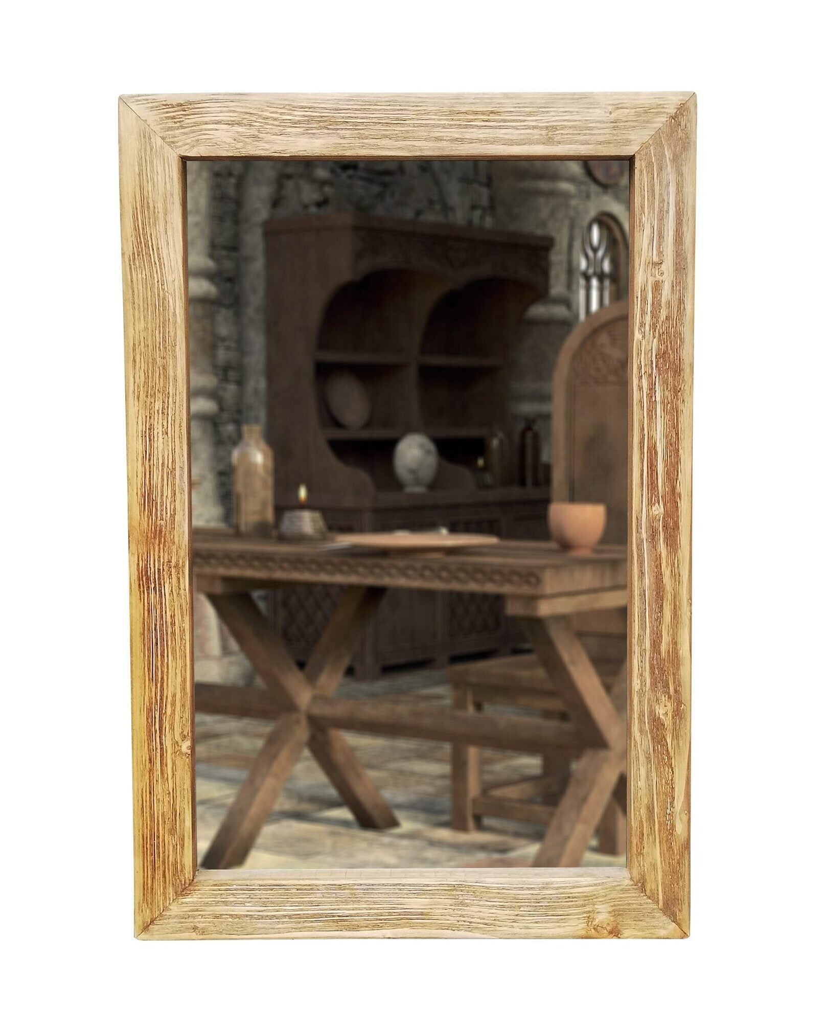 Lustro w ramie z drewna brązowego - na wymiar