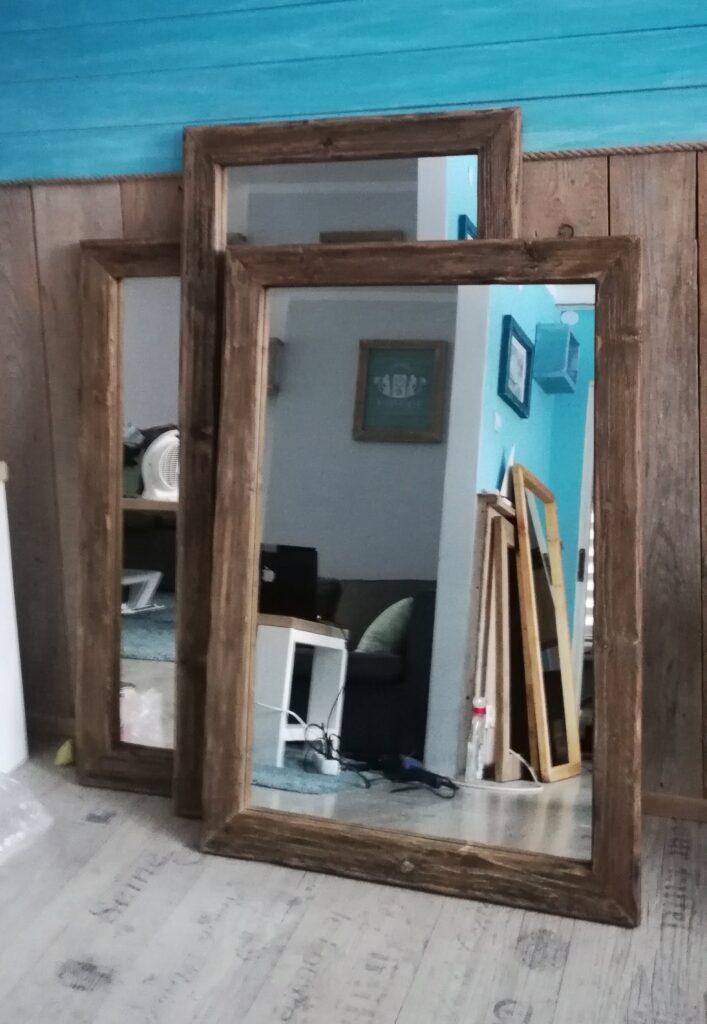 Lustra w ramach - dąb bielony - na wymiar