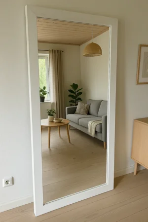 Lustro w biłałej ramie drewnianej na wymiar