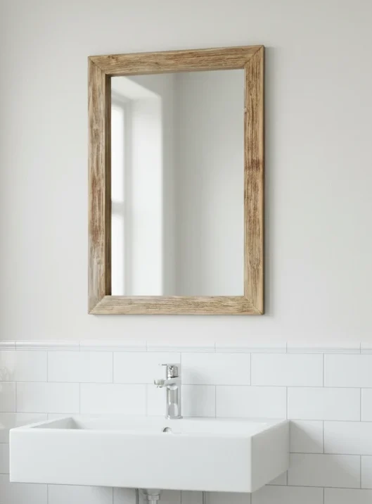 Lustro w ramie z drewna szara pytna wosk dąb rustykalny