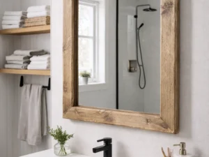 Lustro w rustykalnej ramie na wymiar - dąb