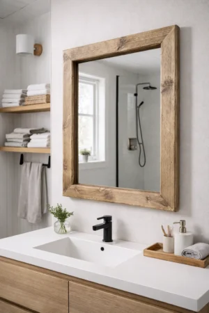 Lustro w rustykalnej ramie na wymiar - dąb