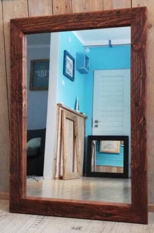 Lustro w drewnianej ramie na wymiar – teak