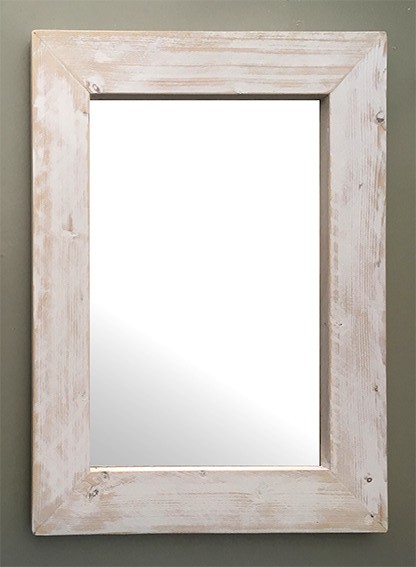 Rama drewniana bielona - lustro