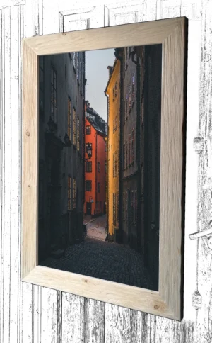 Lustro w ramie - drewno naturalne