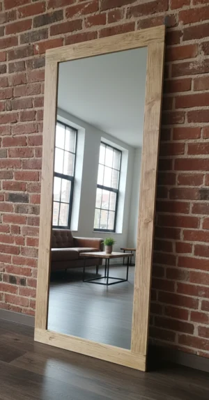 Lustro w ramie prostej dąb średni wosk