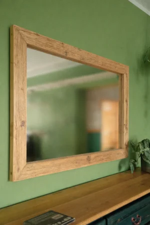 Lustro wiszące w ramie dąb rustykalny wosk - na wymiar